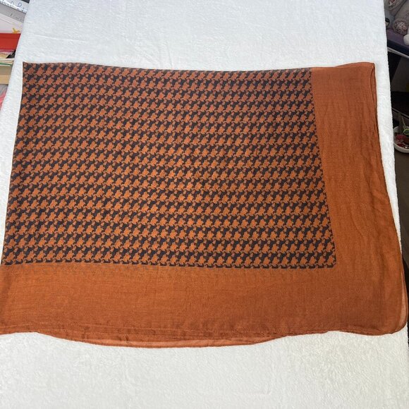 Horse Houndstooth Large Wool Scarf Sheer Layering Lagenlook Fall Brown HorseGirl - Picture 3 of 9